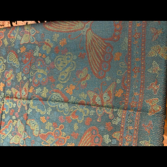Vintage butterfly brocade pashmina shawl scarf - Picture 9 of 9